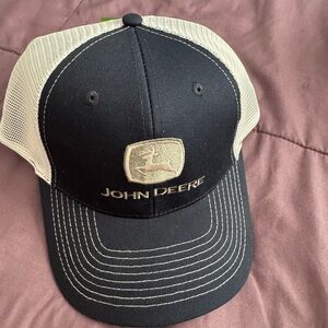 John Deere Black and Cream Cap